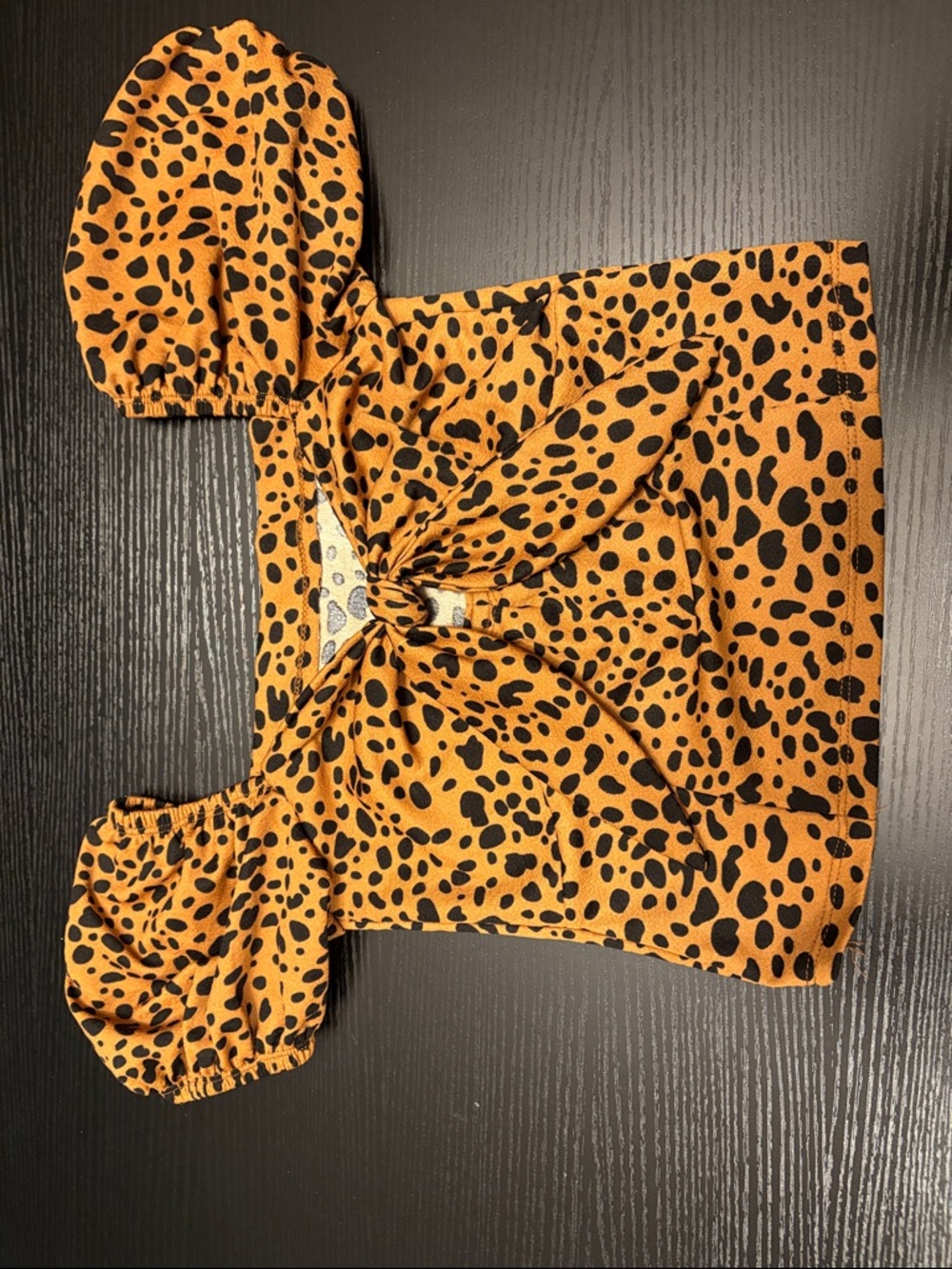 Leopard print Puff Sleeve Crop Top Blouse - Size Small - Picture 4 of 7